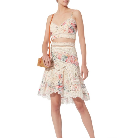 ZIMMERMANN Laelia Diamond Frill  Bralette + Skirt - Picture 1 of 13
